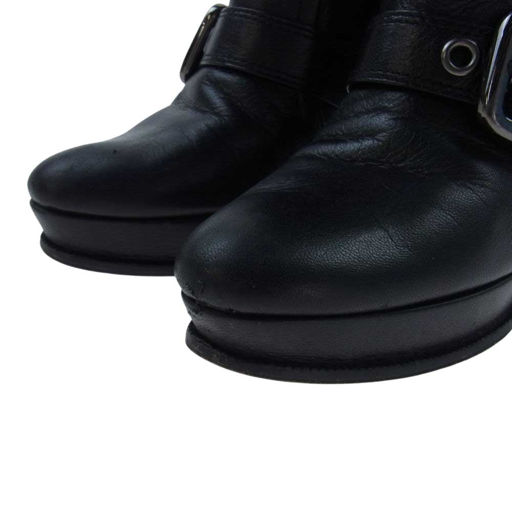 BURBERRY BLUE LABEL バーバリーブルーレーベル レザー ロング ブーツ ブラック系 4【中古】