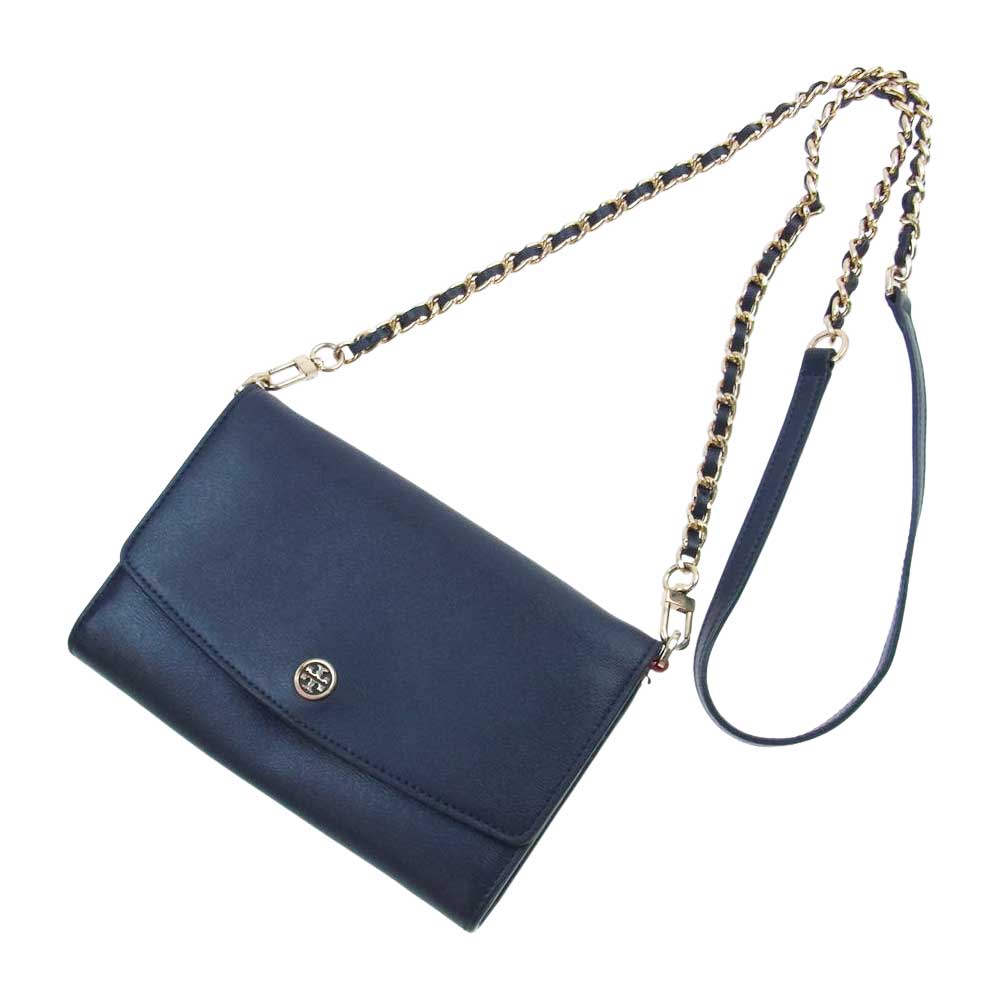 Tory Burch トリーバーチ チェーン ミニ ショルダー バッグ ネイビー系【中古】