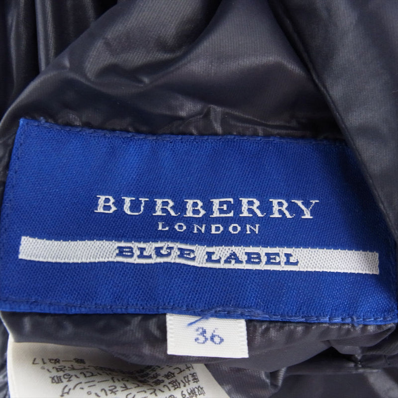BURBERRY BLUE LABEL バーバリーブルーレーベル リバーシブル ダウン ジャケット ネイビー系 36【中古】