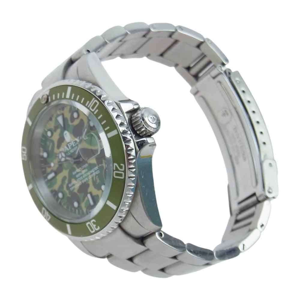 A BATHING APE アベイシングエイプ Bapex T001 サルマリーナ 自動巻き 腕時計 シルバー系 グリーン系【中古】