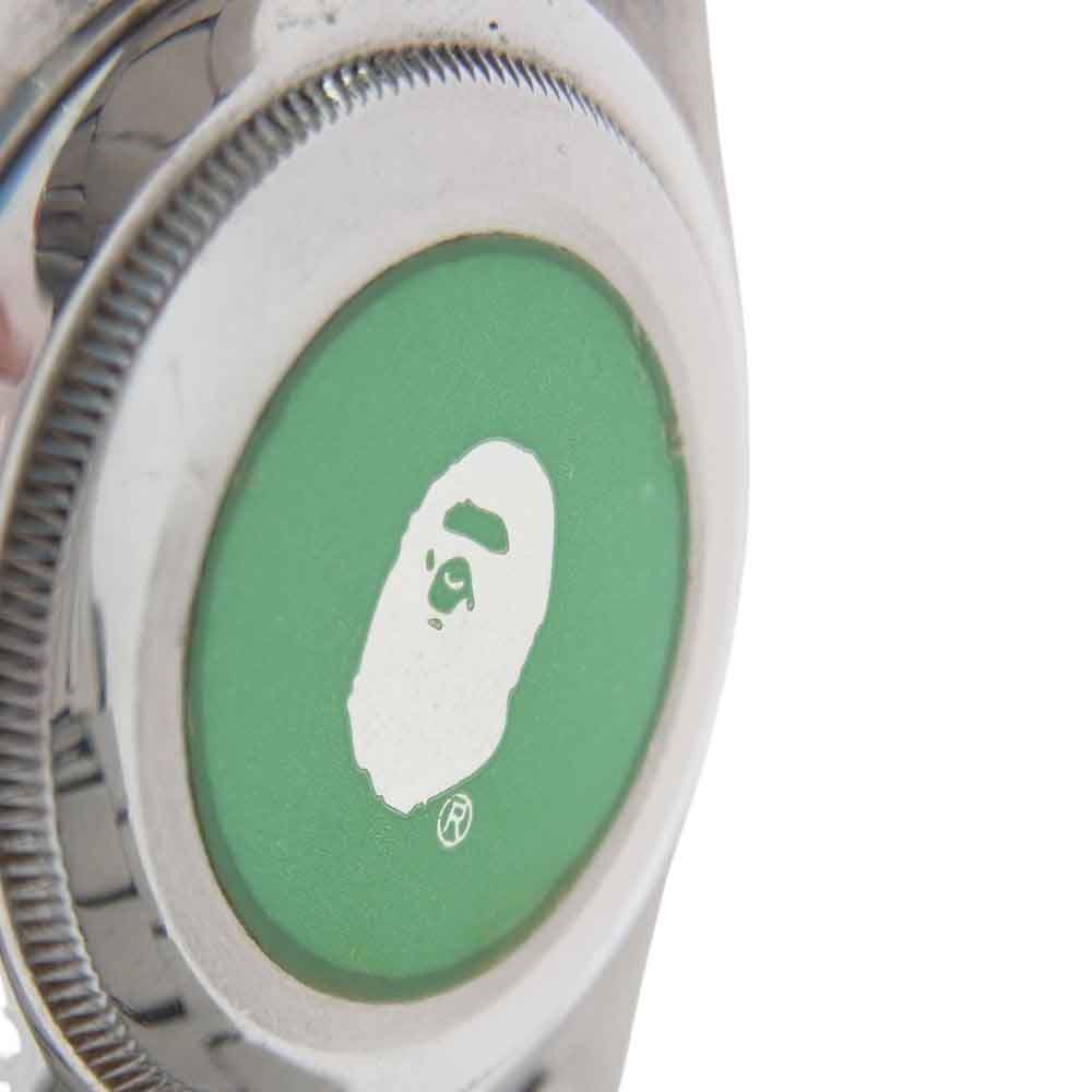 A BATHING APE アベイシングエイプ Bapex T001 サルマリーナ 自動巻き 腕時計 シルバー系 グリーン系【中古】