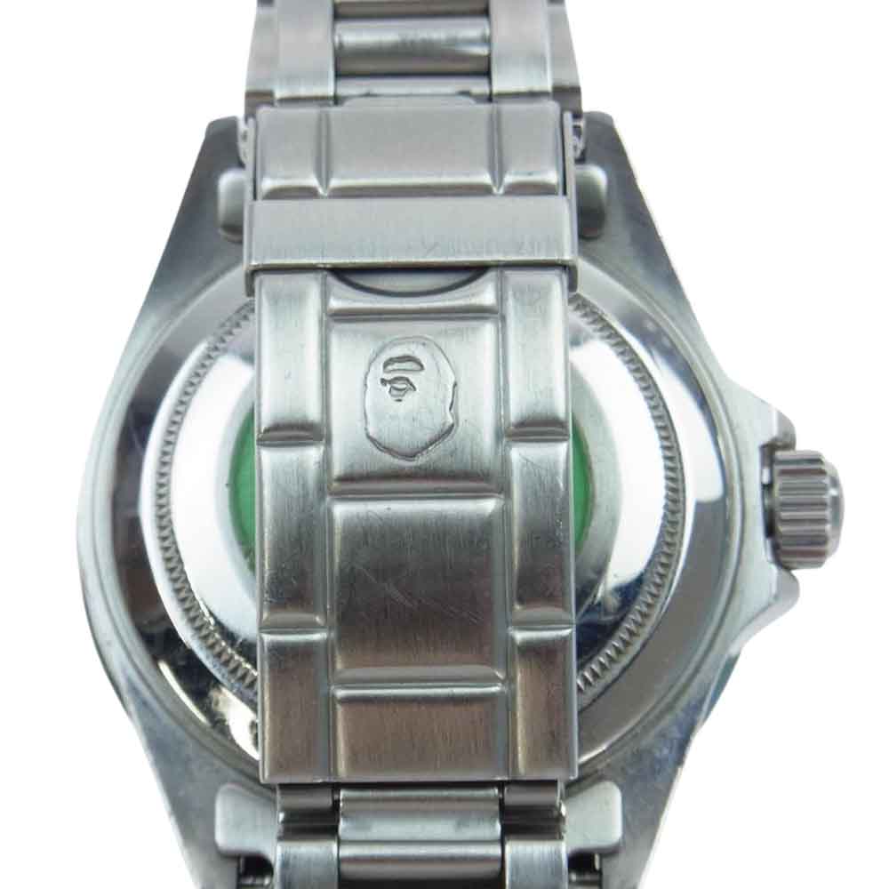 A BATHING APE アベイシングエイプ Bapex T001 サルマリーナ 自動巻き 腕時計 シルバー系 グリーン系【中古】