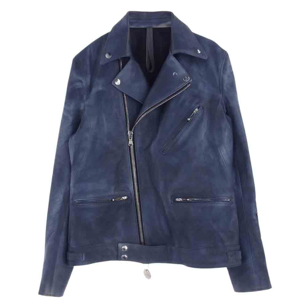 STRUM ストラム 22AW STL067-03 フルタンニン鞣し 製品燃焼染め カーフスキン Burning dyed SPEEDER ダブル ライダース ジャケット ライトネイビー系 M【新古品】【未使用】【中古】