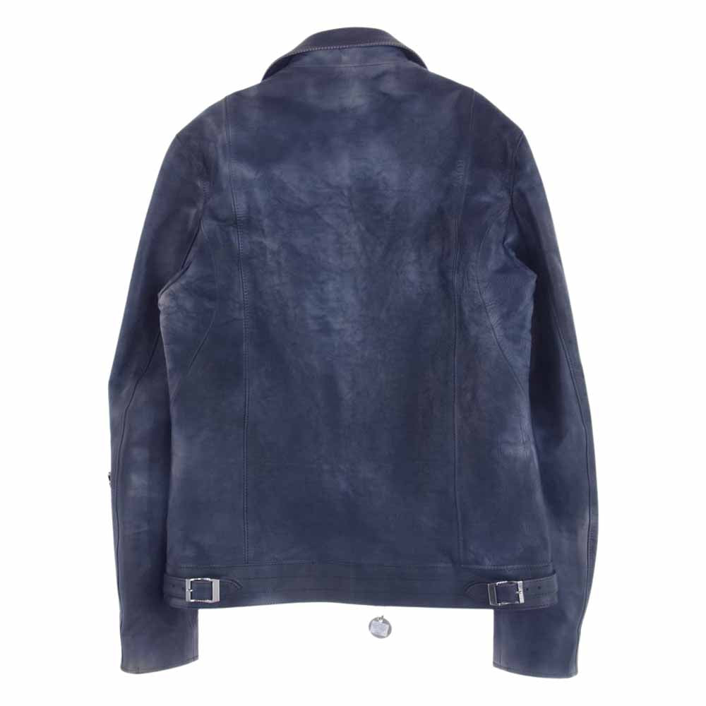 STRUM ストラム 22AW STL067-03 フルタンニン鞣し 製品燃焼染め カーフスキン Burning dyed SPEEDER ダブル ライダース ジャケット ライトネイビー系 M【新古品】【未使用】【中古】