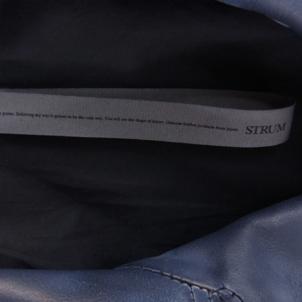 STRUM ストラム 22AW STL067-03 フルタンニン鞣し 製品燃焼染め カーフスキン Burning dyed SPEEDER ダブル ライダース ジャケット ライトネイビー系 M【新古品】【未使用】【中古】