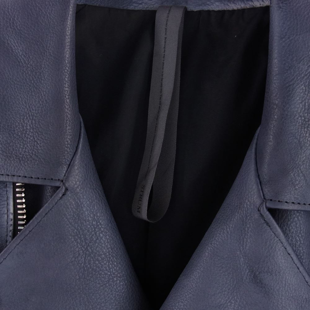 STRUM ストラム 22AW STL067-06 フルタンニン鞣し 製品燃焼染め ジャパンカーフスキン Burning dyed RAVEN ダブルライダースジャケット ライトネイビー系 M【新古品】【未使用】【中古】