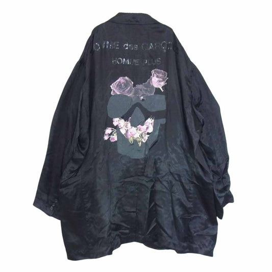 COMME des GARCONS HOMME PLUS コムデギャルソンオムプリュス 22SS 花の存在期 PI-J052 oversized cupro blazer バックローズ プリント キュプラ オーバーサイズ ジャケット ブラック系 S【中古】