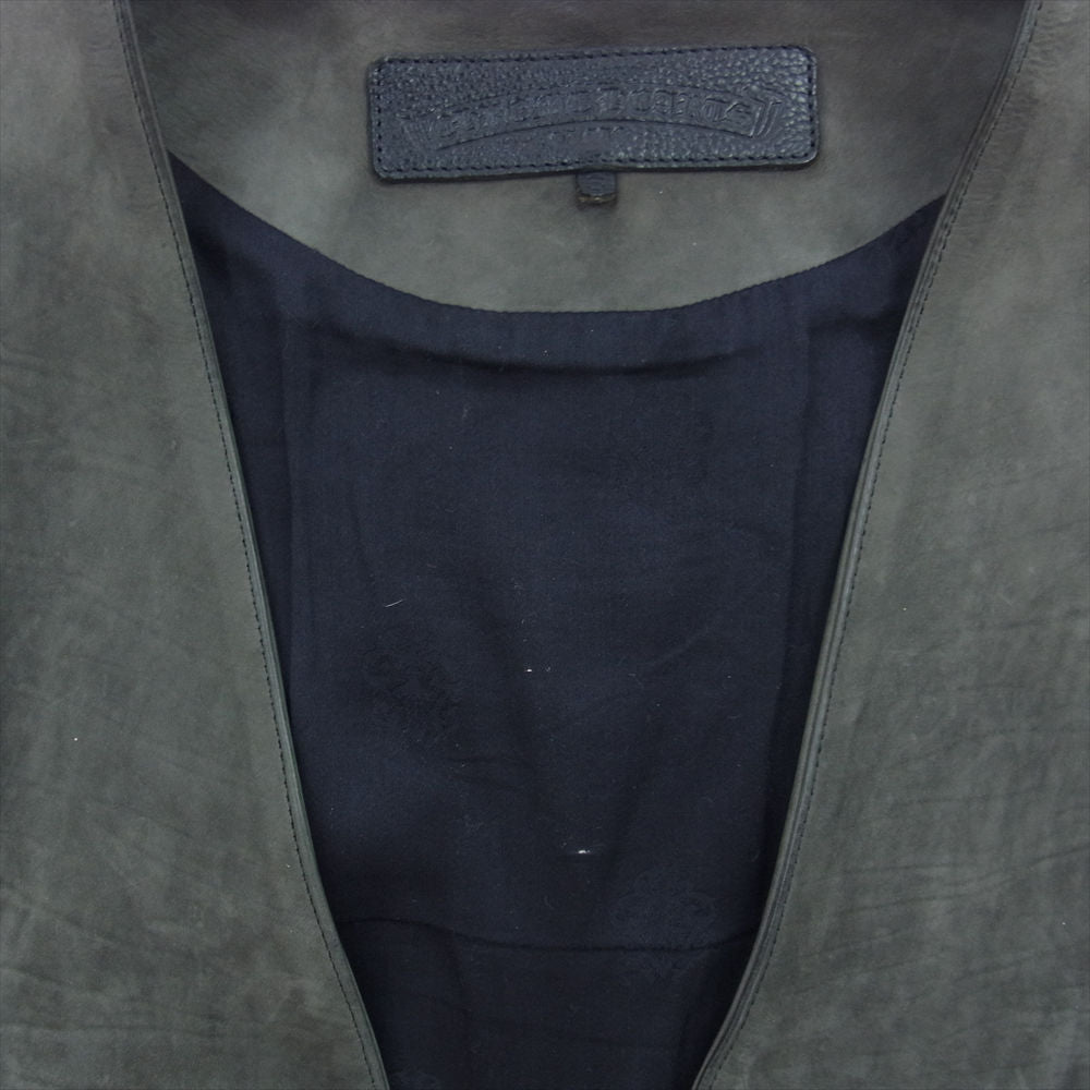 CHROME HEARTS クロムハーツ（原本無） 6B FRNT ZIP バックCH フレア ダガージップ ヌバックレザー ベスト グレー系 S【中古】