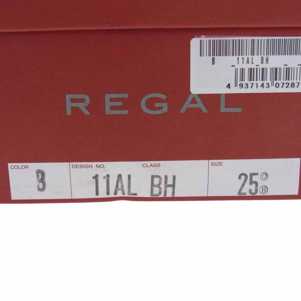 REGAL リーガル 11AL 内羽根ストレート ロングノーズ セミスクエア ドレスシューズ ブラック系 25【新古品】【未使用】【中古】
