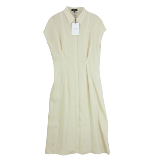 theory セオリー 日本製 SL CINCH SHIRT DR ノースリーブス シャツ ワンピース ベージュ系 S【新古品】【未使用】【中古】