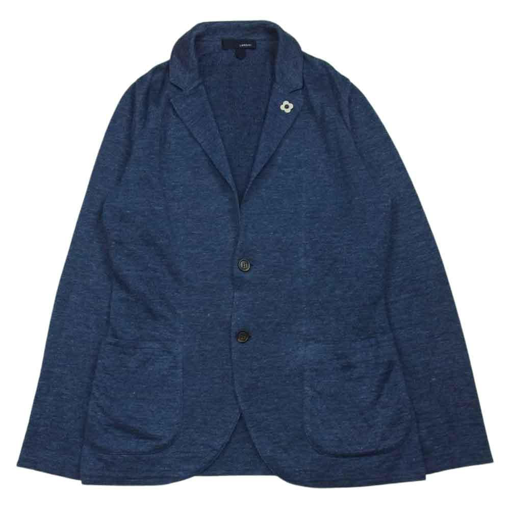 LARDINI ラルディーニ N-LJM70 ブートニエール付き リネン ニット ジャケット イタリア製 ブルー系 M【中古】
