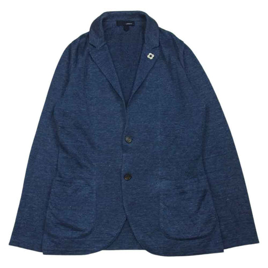 LARDINI ラルディーニ N-LJM70 ブートニエール付き リネン ニット ジャケット イタリア製 ブルー系 M【中古】
