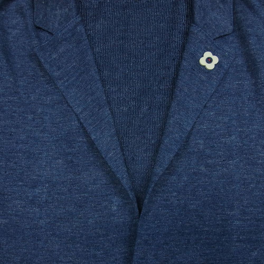 LARDINI ラルディーニ N-LJM70 ブートニエール付き リネン ニット ジャケット イタリア製 ブルー系 M【中古】