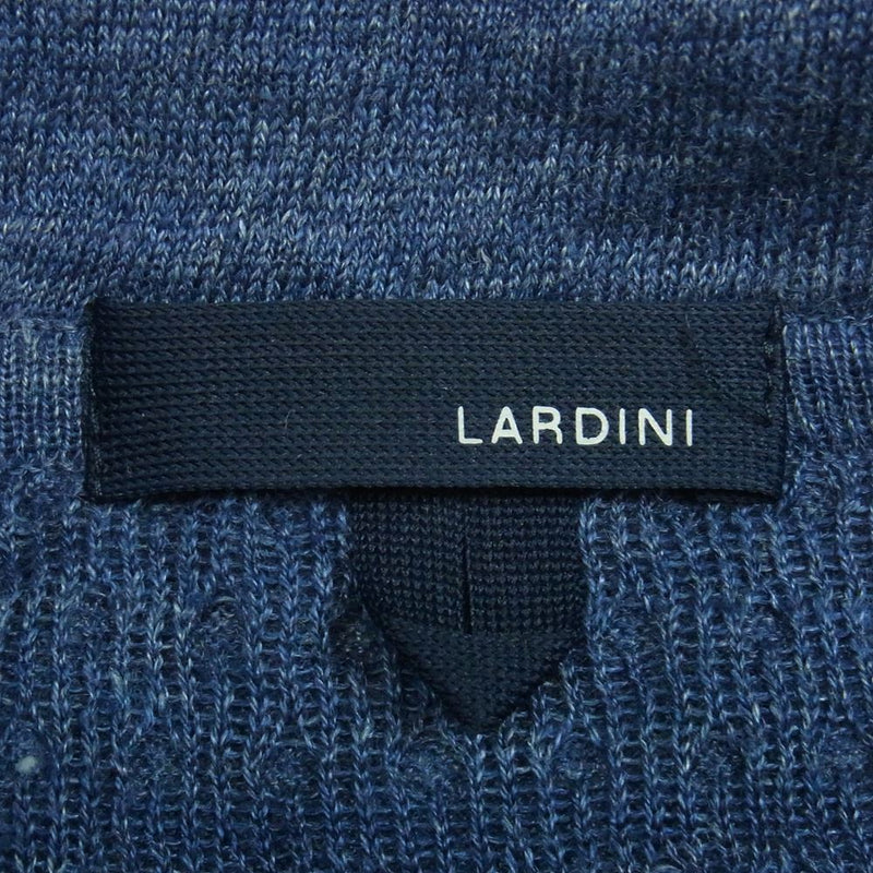 LARDINI ラルディーニ N-LJM70 ブートニエール付き リネン ニット ジャケット イタリア製 ブルー系 M【中古】