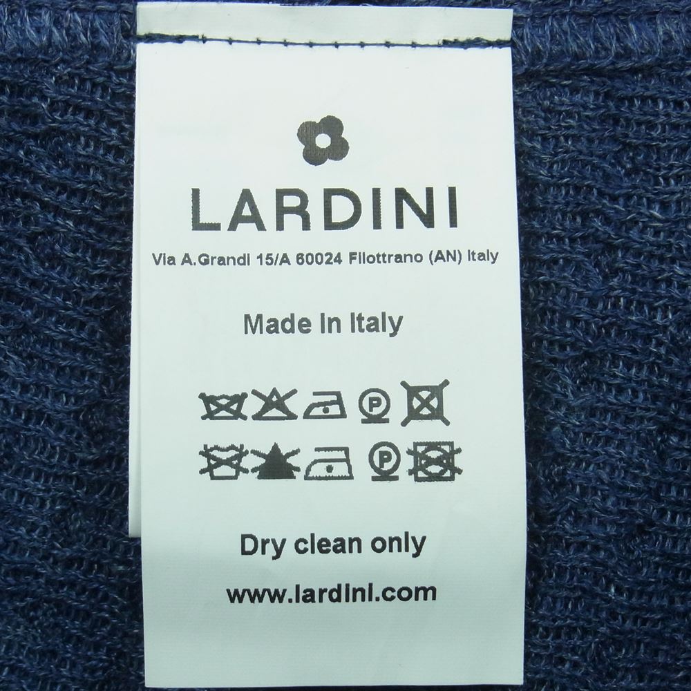 LARDINI ラルディーニ N-LJM70 ブートニエール付き リネン ニット ジャケット イタリア製 ブルー系 M【中古】