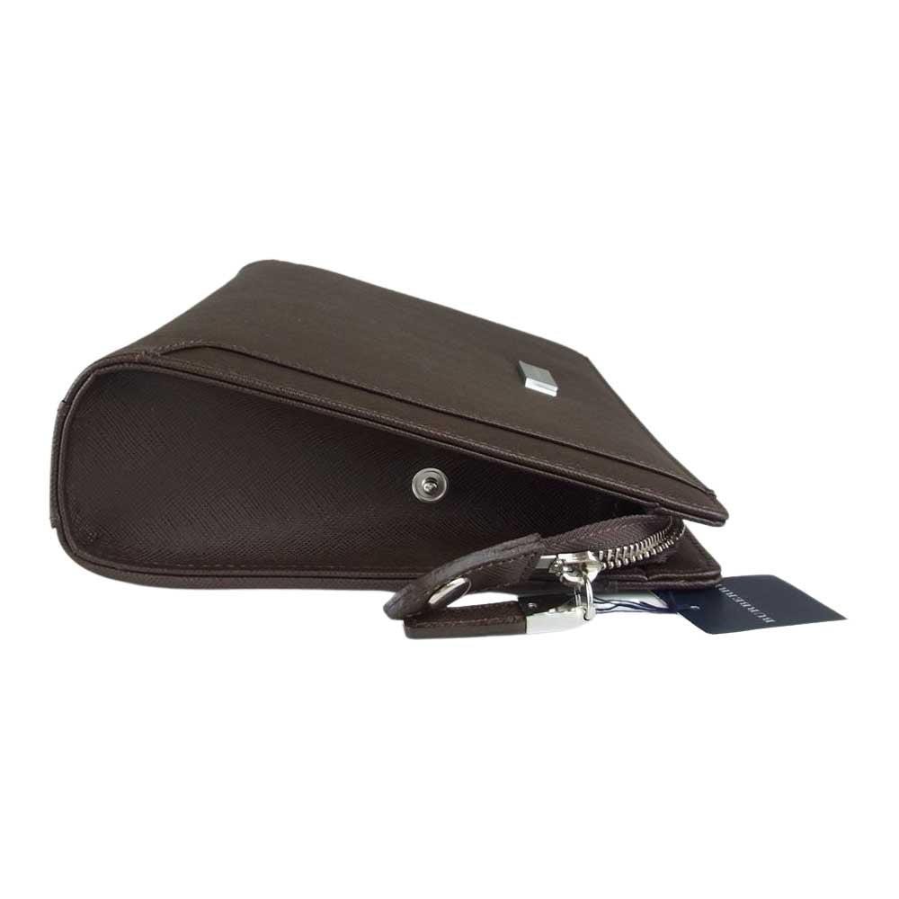 BURBERRY バーバリー WB 5046 BH 54 日本製 西川 レザー クラッチ バッグ ブラウン系【新古品】【未使用】【中古】