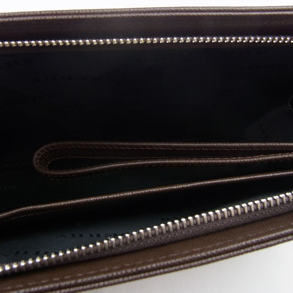 BURBERRY バーバリー WB 5046 BH 54 日本製 西川 レザー クラッチ バッグ ブラウン系【新古品】【未使用】【中古】