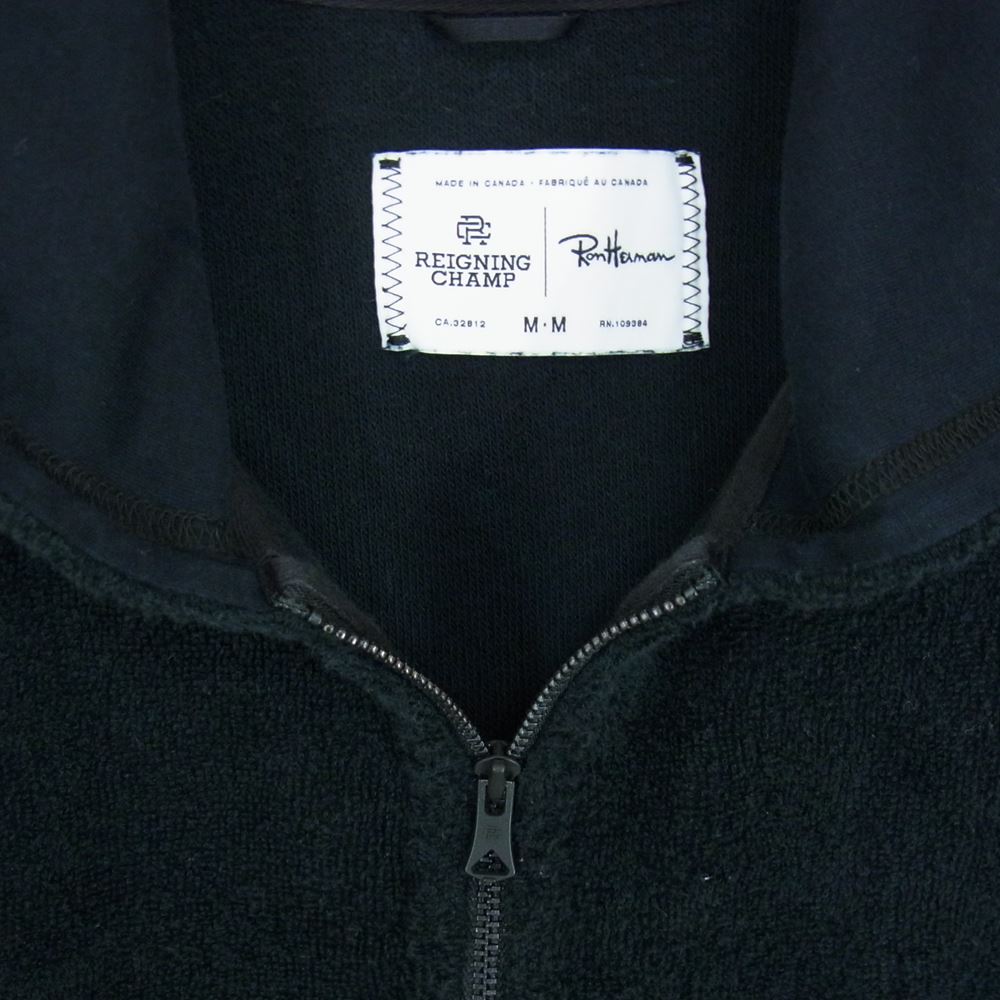Ron Herman ロンハーマン 2920900120 × REIGNING CHAMP レイニングチャンプ パイル ジップ パーカー フーディー 別注 ブラック系 M/M【中古】
