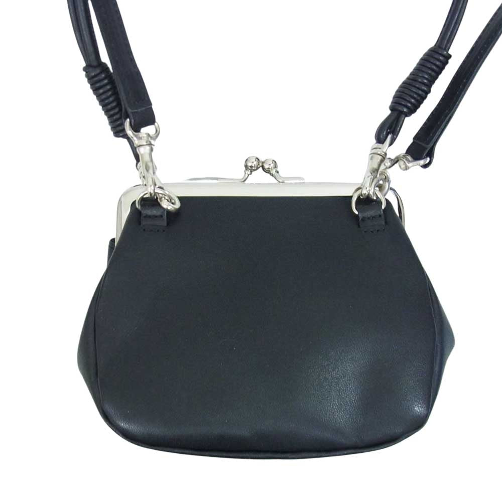 Y's Yohji Yamamoto ワイズ ヨウジヤマモト 18AW YV-A02-703 レザー がま口 2WAY ショルダー ハンド バッグ ブラック系【中古】