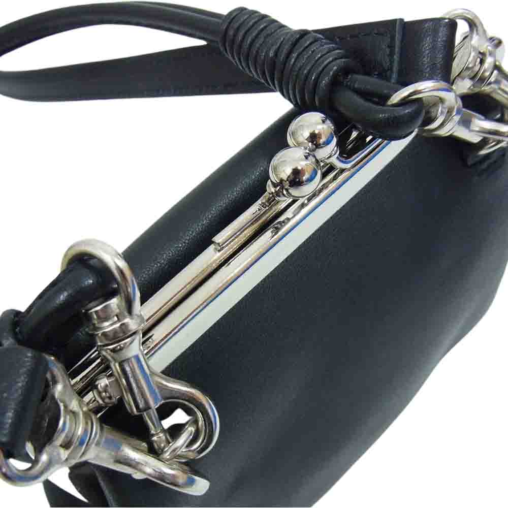 Y's Yohji Yamamoto ワイズ ヨウジヤマモト 18AW YV-A02-703 レザー がま口 2WAY ショルダー ハンド バッグ ブラック系【中古】