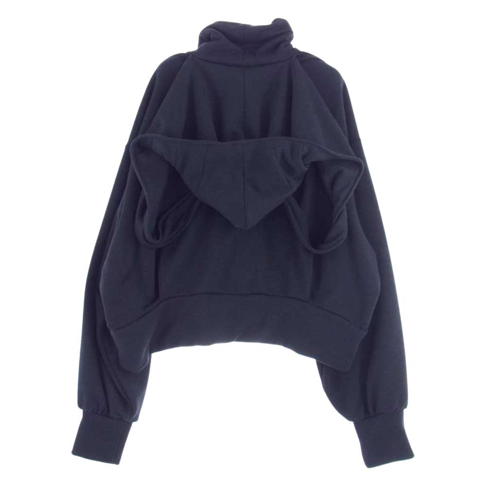COMME des GARCONS コムデギャルソン noir kei ninomiya ノワールケイニノミヤ 3J-T007 AD2022 ハイネック クロップド フーディ プルオーバー パーカー ブラック系 M【美品】【中古】