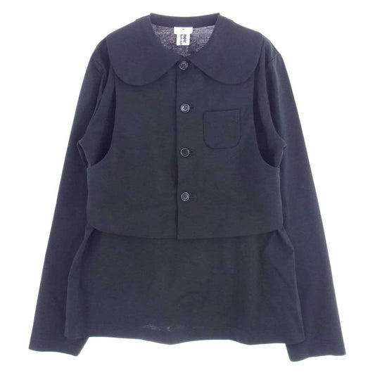 COMME des GARCONS コムデギャルソン noir kei ninomiya ノワールケイニノミヤ 3H-T012 AD2021 ラウンドカラー ベストドッキング カットソー ブラック系 M【美品】【中古】