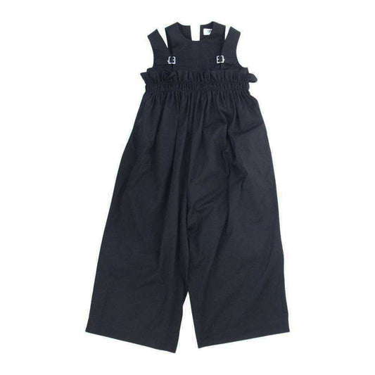 COMME des GARCONS コムデギャルソン noir kei ninomiya ノワールケイニノミヤ AD2021 3I-U003 ベルト ギャザー ハイウエスト サロペット オールインワン ブラック系 S【美品】【中古】