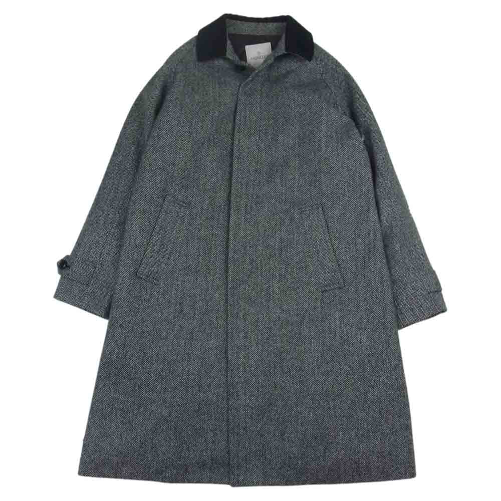 MONCLER モンクレール 20AW  × FRAGMENT Valloryx Coat フラグメント バックロゴ ヘリンボーン ツイルウール コート ブラック系 1【中古】