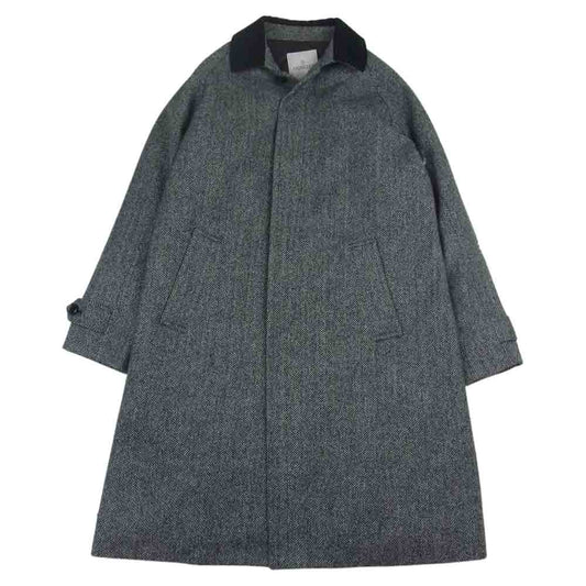 MONCLER モンクレール 20AW  × FRAGMENT Valloryx Coat フラグメント バックロゴ ヘリンボーン ツイルウール コート ブラック系 1【中古】
