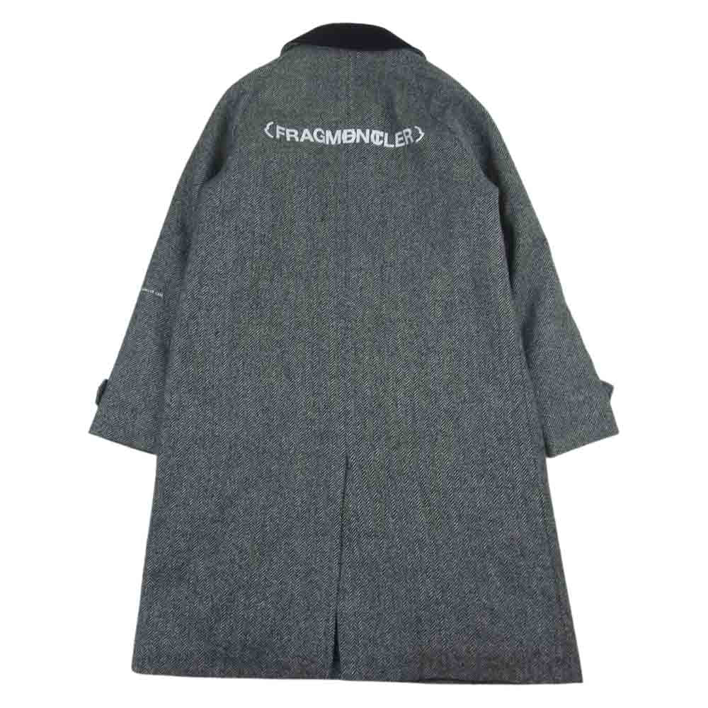 MONCLER モンクレール 20AW  × FRAGMENT Valloryx Coat フラグメント バックロゴ ヘリンボーン ツイルウール コート ブラック系 1【中古】