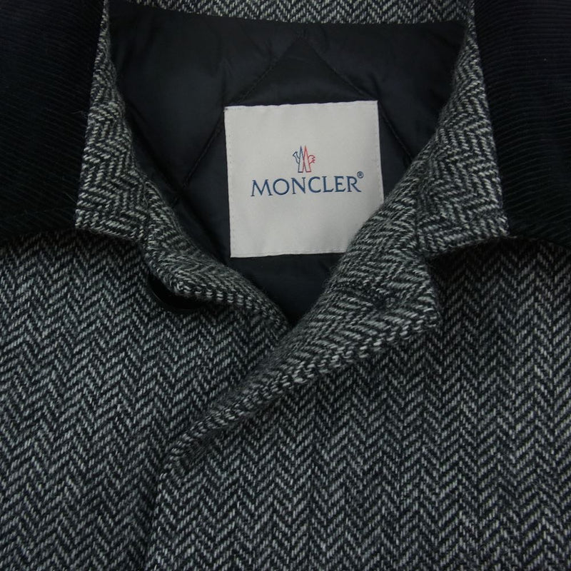 MONCLER モンクレール 20AW  × FRAGMENT Valloryx Coat フラグメント バックロゴ ヘリンボーン ツイルウール コート ブラック系 1【中古】