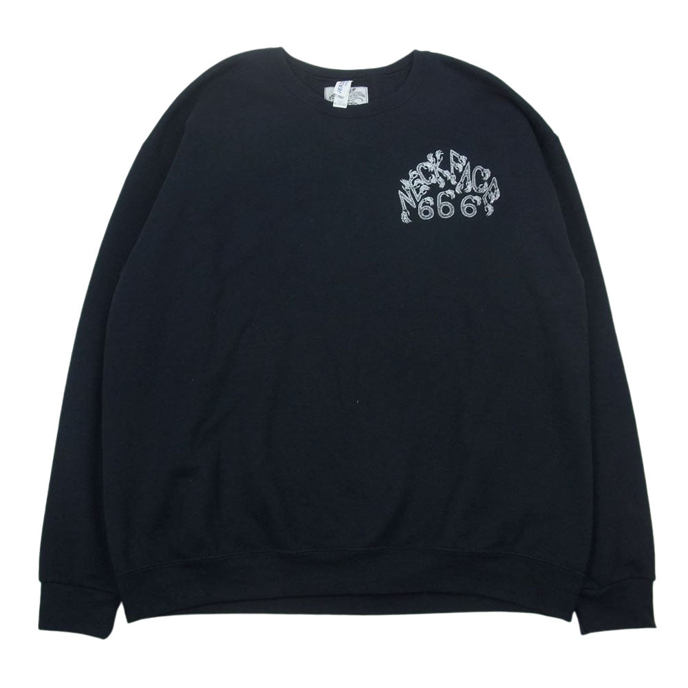 WACKO MARIA ワコマリア × NECKFACE ネックフェイス プリント クルーネック スウェット ブラック系 XL【中古】