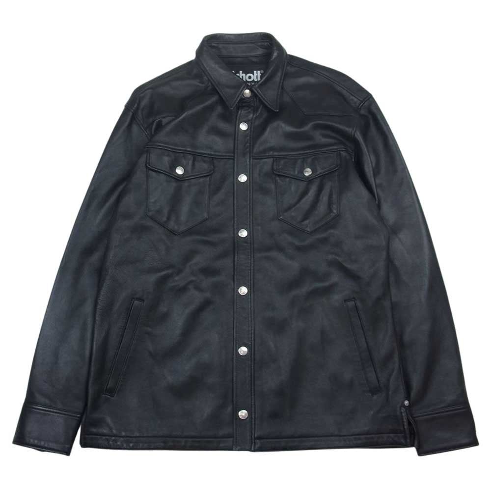 schott ショット 3111029 LAMB LEATHER SHIRT ラムレザー シャツ ジャケット ブラック系 XL【中古】