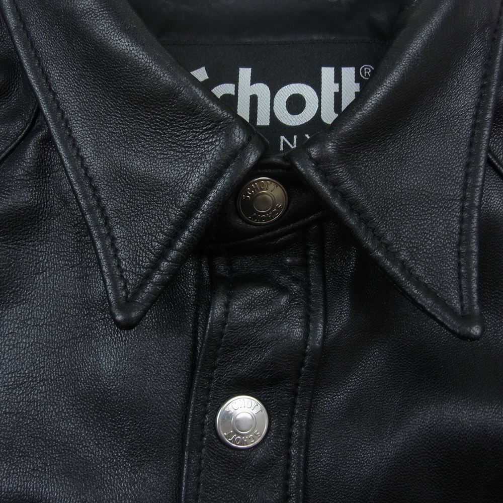 schott ショット 3111029 LAMB LEATHER SHIRT ラムレザー シャツ ジャケット ブラック系 XL【中古】