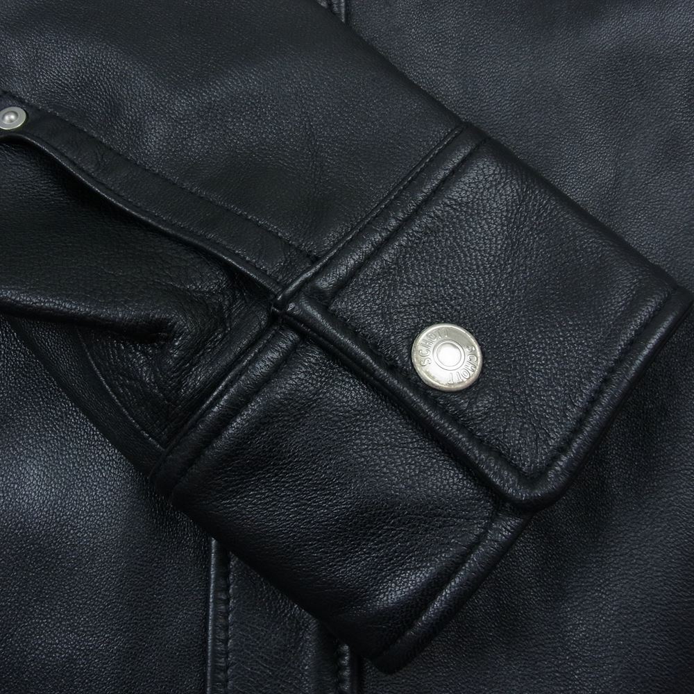 schott ショット 3111029 LAMB LEATHER SHIRT ラムレザー シャツ ジャケット ブラック系 XL【中古】