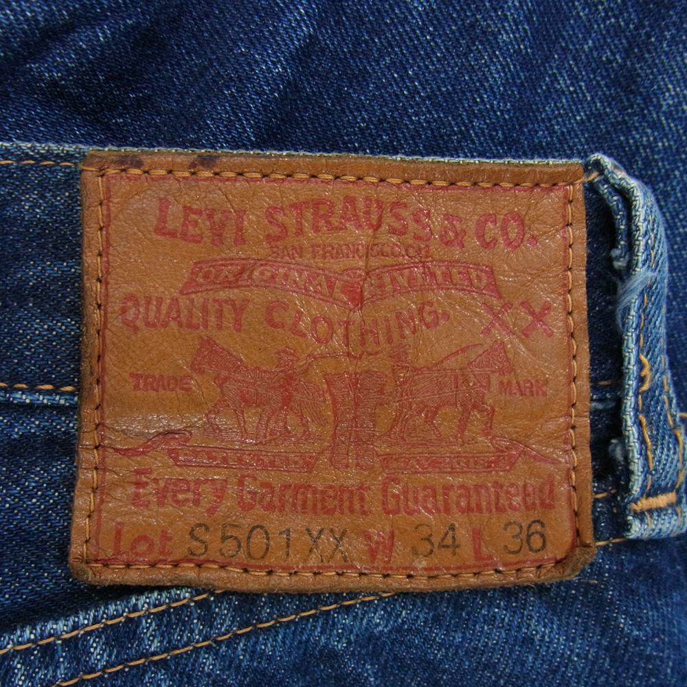 Levi's リーバイス 44501 S501XX 復刻 日本製 大戦モデル 赤耳 デニム パンツ インディゴブルー系 34【中古】