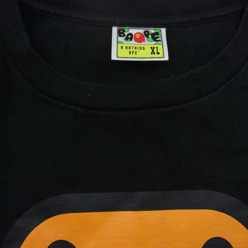 A BATHING APE アベイシングエイプ BABY MILO プリント 半袖 Tシャツ ブラック系 XL【中古】