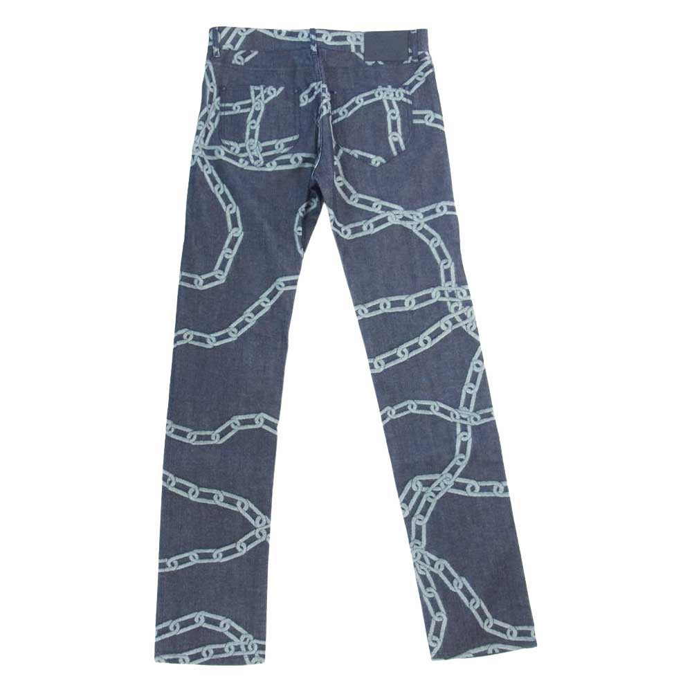 LOUIS VUITTON ルイ・ヴィトン 20SS SLIM DENIM PANT モノグラム パッチ チェーン デニム パンツ ジーンズ  インディゴブルー系 30【極上美品】【中古】
