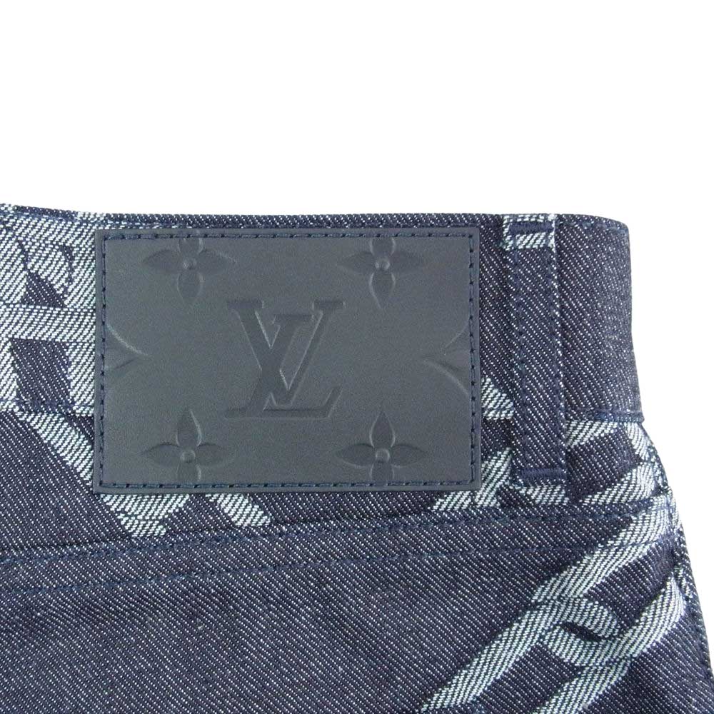 LOUIS VUITTON ルイ・ヴィトン 20SS SLIM DENIM PANT モノグラム パッチ チェーン デニム パンツ ジーンズ  インディゴブルー系 30【極上美品】【中古】