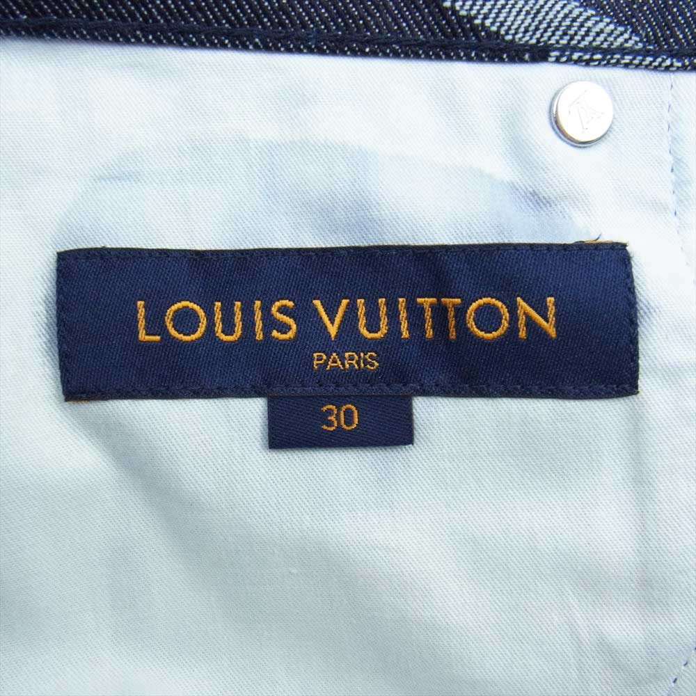 LOUIS VUITTON ルイ・ヴィトン 20SS SLIM DENIM PANT モノグラム パッチ チェーン デニム パンツ ジーンズ  インディゴブルー系 30【極上美品】【中古】