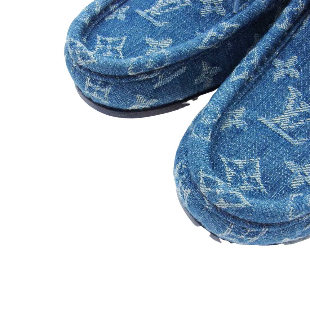 LOUIS VUITTON ルイ・ヴィトン LV モッズ ライン モノグラム デニム アンクル デザート チャッカ ブーツ ワラビー インディゴブルー系 7【極上美品】【中古】