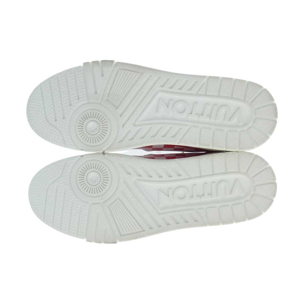 LOUIS VUITTON ルイ・ヴィトン 22SS 1A9J87 × NIGO LVトレイナーライン チェッカー スニーカー ホワイト系 レッド系 8.5【美品】【中古】