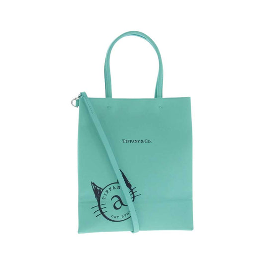 TIFFANY&Co. ティファニー キャットストリート スモール ショッピングトート 2WAY ハンドバッグ ショルダー ライトグリーン系【極上美品】【中古】
