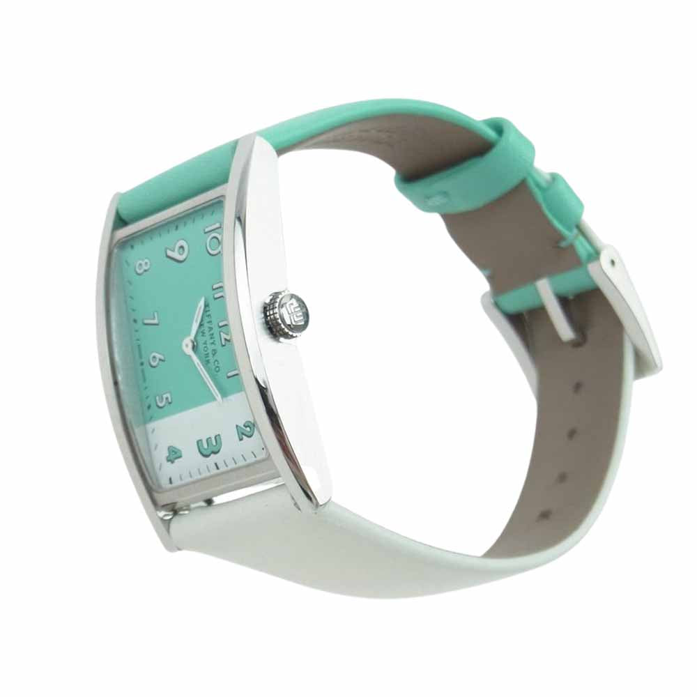 TIFFANY&Co. ティファニー 63520071 EAST WEST BLUE WHITE SS  イーストウエスト クオーツ 腕時計 替えベルト レザーケース付 ライトグリーン系【極上美品】【中古】
