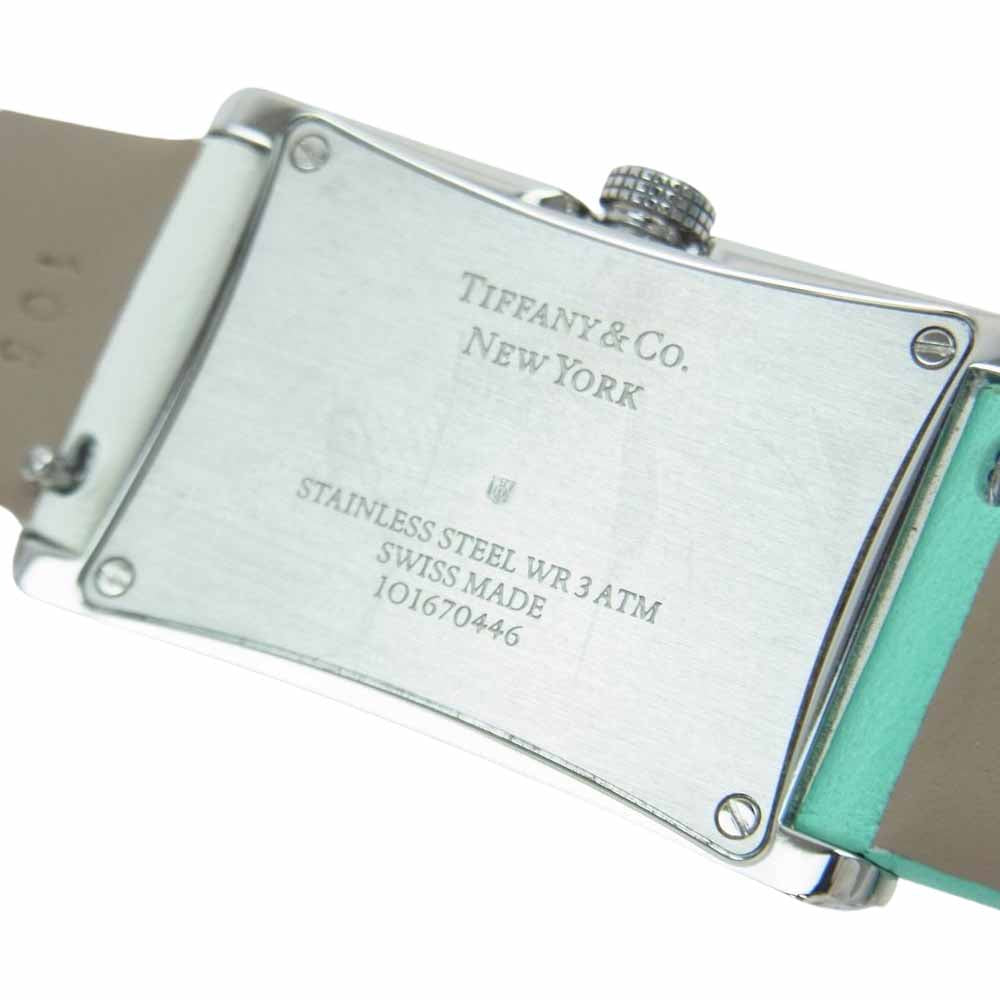 TIFFANY&Co. ティファニー 63520071 EAST WEST BLUE WHITE SS  イーストウエスト クオーツ 腕時計 替えベルト レザーケース付 ライトグリーン系【極上美品】【中古】