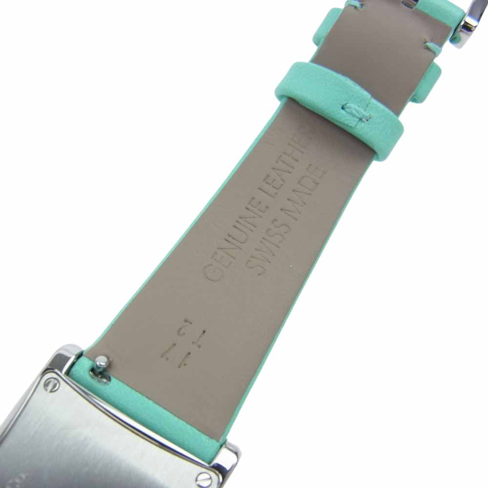 TIFFANY&Co. ティファニー 63520071 EAST WEST BLUE WHITE SS  イーストウエスト クオーツ 腕時計 替えベルト レザーケース付 ライトグリーン系【極上美品】【中古】