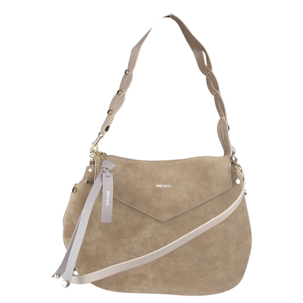 JIMMY CHOO ジミーチュウ アーティー ベージュ スエード レザー ショルダー バッグ ベージュ系【中古】