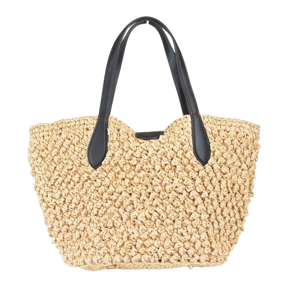 COACH コーチ B2222-CA034 TEXTURED PAPER STRAW SMALL TOTO BAG テクスチャード ペーパーストロー スモール トート かごバッグ ブラック系 ベージュ系【美品】【中古】
