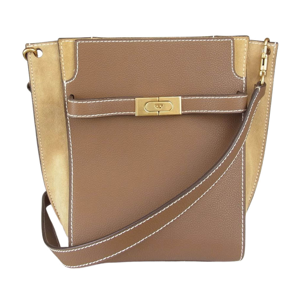 Tory Burch トリーバーチ LEE RADZIWILL リー ラジウィル ダブル バケット レザー ショルダー バッグ ブラウン系【美品】【中古】