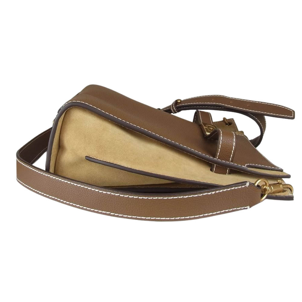 Tory Burch トリーバーチ LEE RADZIWILL リー ラジウィル ダブル バケット レザー ショルダー バッグ ブラウン系【美品】【中古】